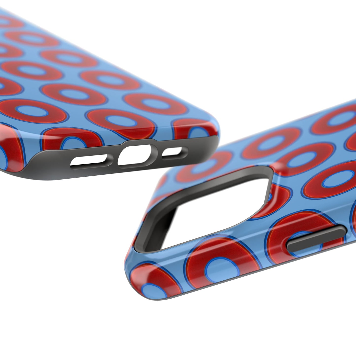 Impact-Resistant Lumpy Donut Case - red vivid donut print w/light blue background