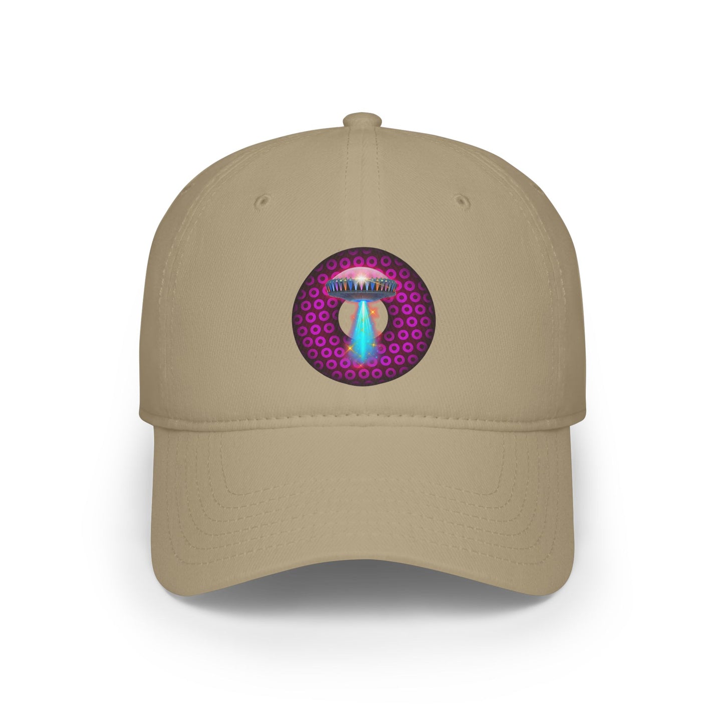 Lumpy Donut Baseball Cap - "They Serve Donuts on the Mothership Now" - variant 3 - magenta/burgundy paradoxical donut w/