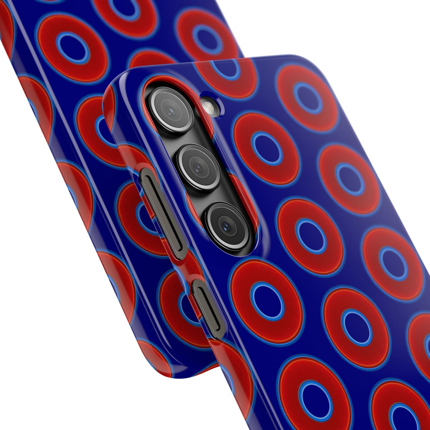 Lumpy Donut Snap Case - red vivid donut print w/vivid navy blue background