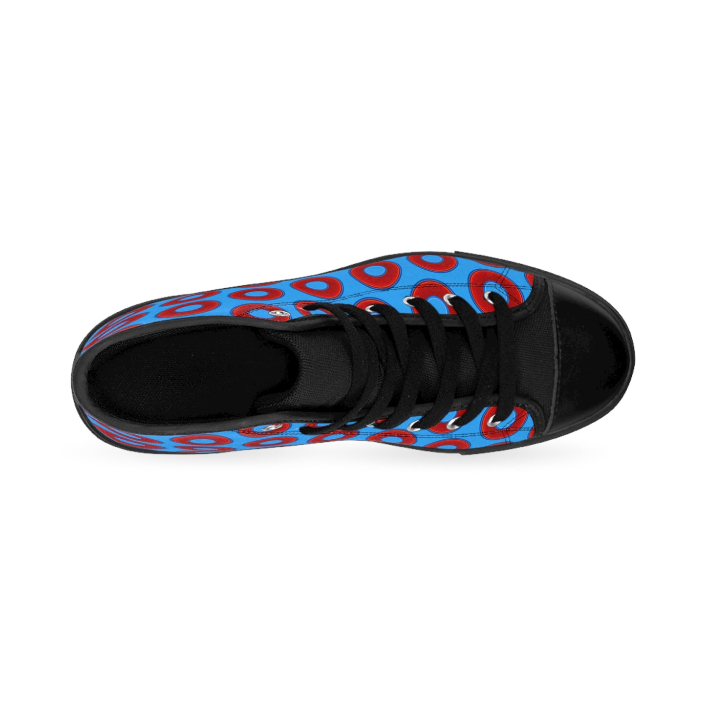 Men's Cushiony Convectors - High Tops - red vivid donuts w/sky royal blue background