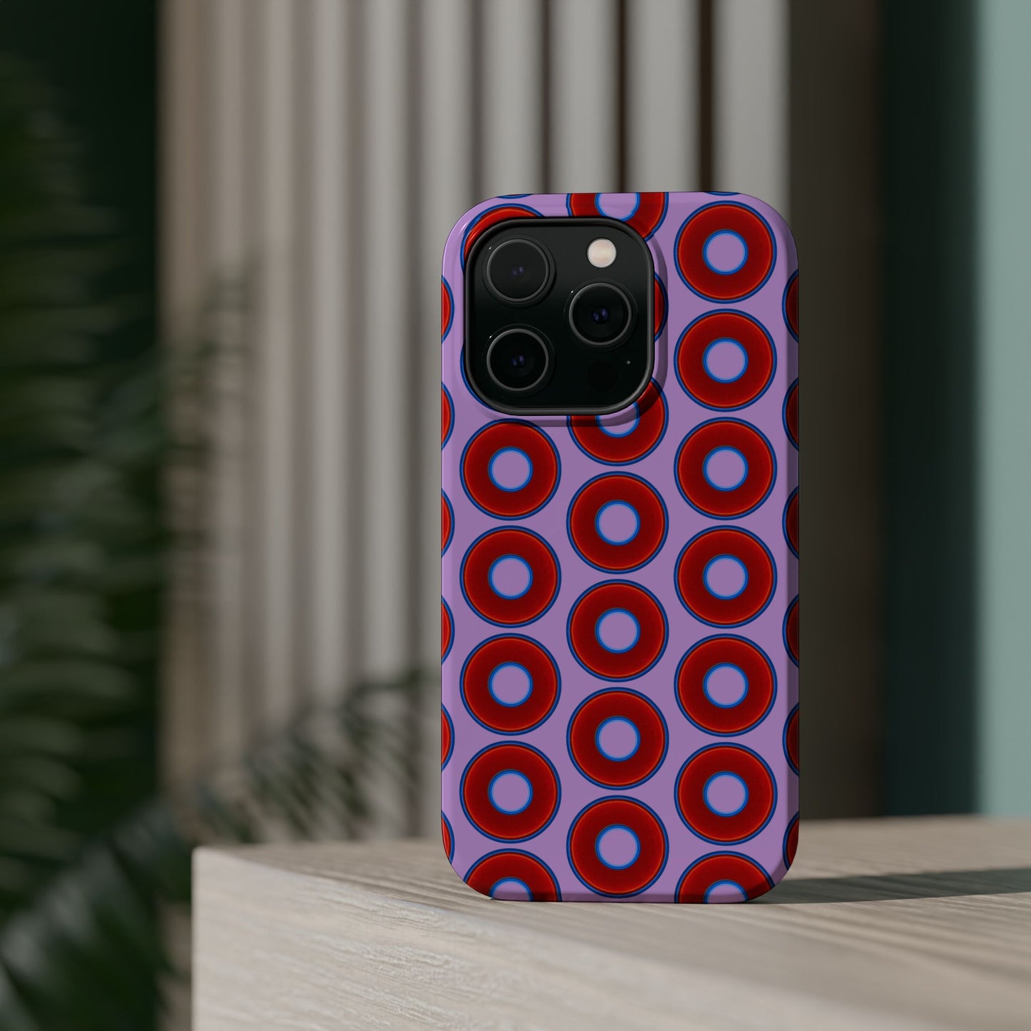 Magnetic Tough Donut Case - red vivid donut print w/wisteria purple background