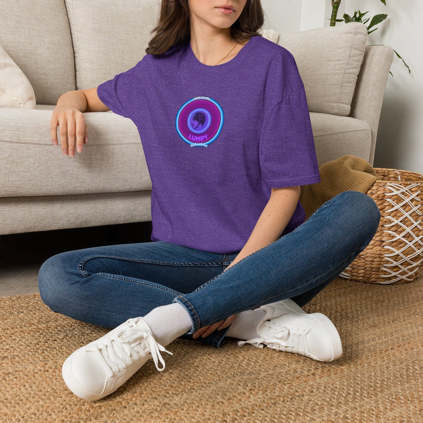 Classic Donut Tee - Unisex Soft-Style - "Lumpy Collective Donut" - rustic purple/light blue lumpy donut - variant 2