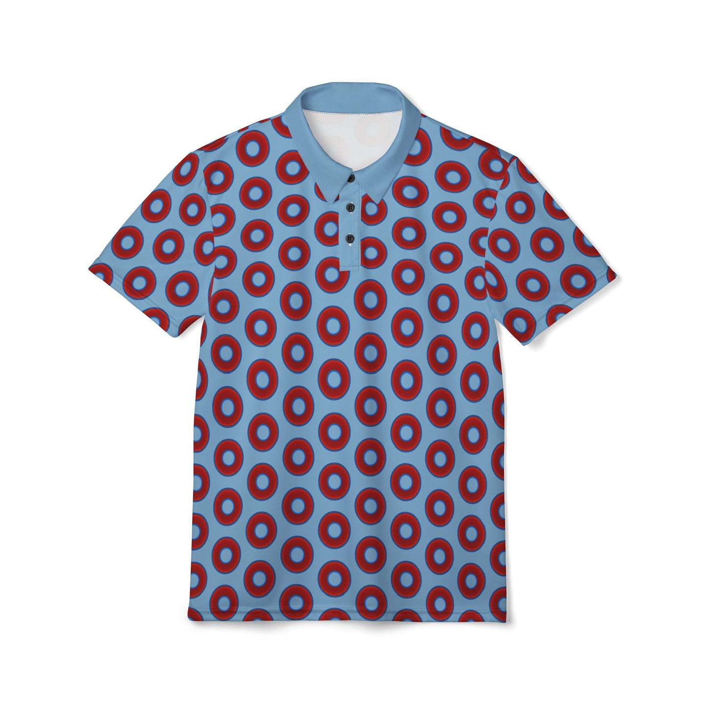 AOP Donut Polo - vivid donut print w/sky blue background [unisex]