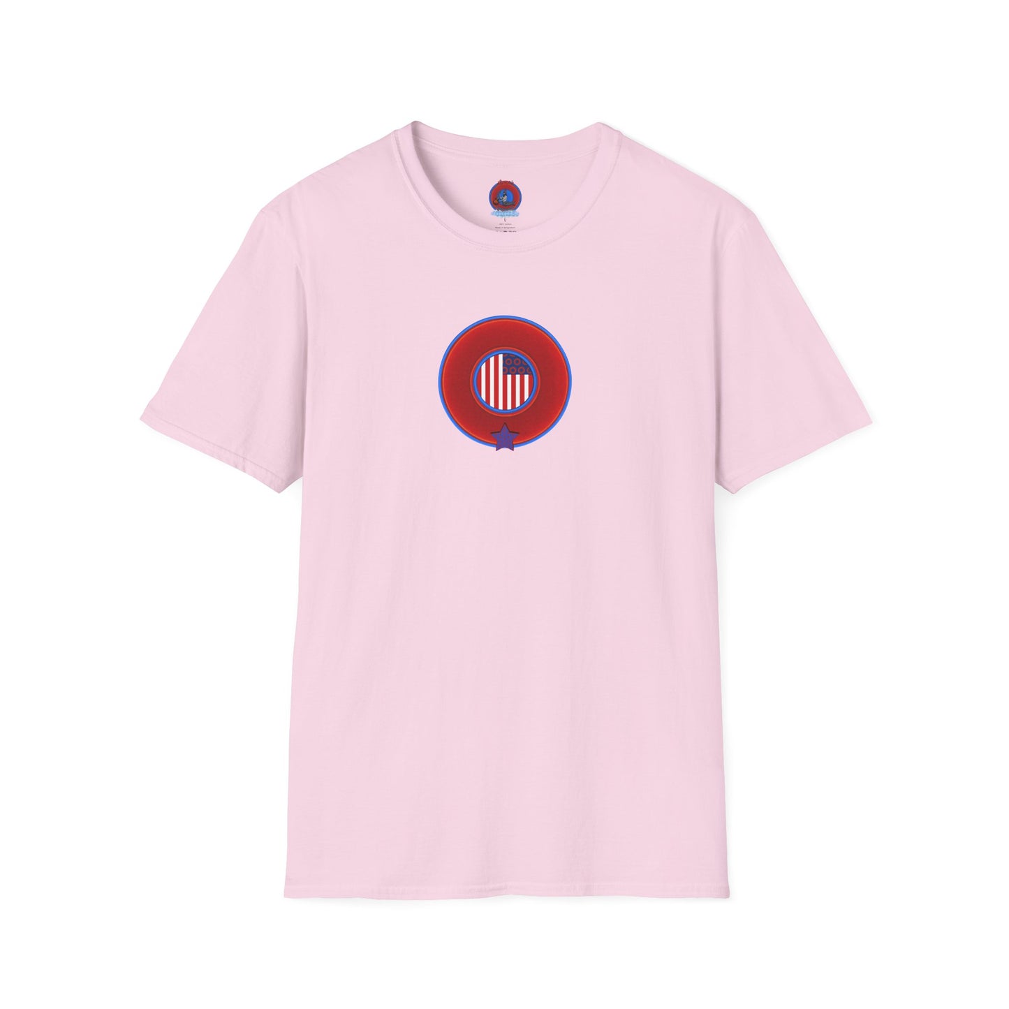 Classic Donut Tee - Unisex Soft-Style - "One Indivisible Donut" - vivid red phreedom donut - w/star - variant 2