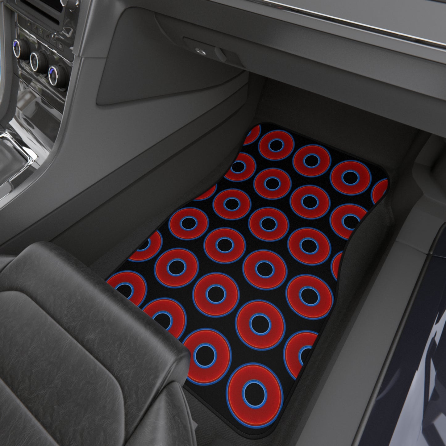 Contacted Car Mats - vivid donut print w/black background