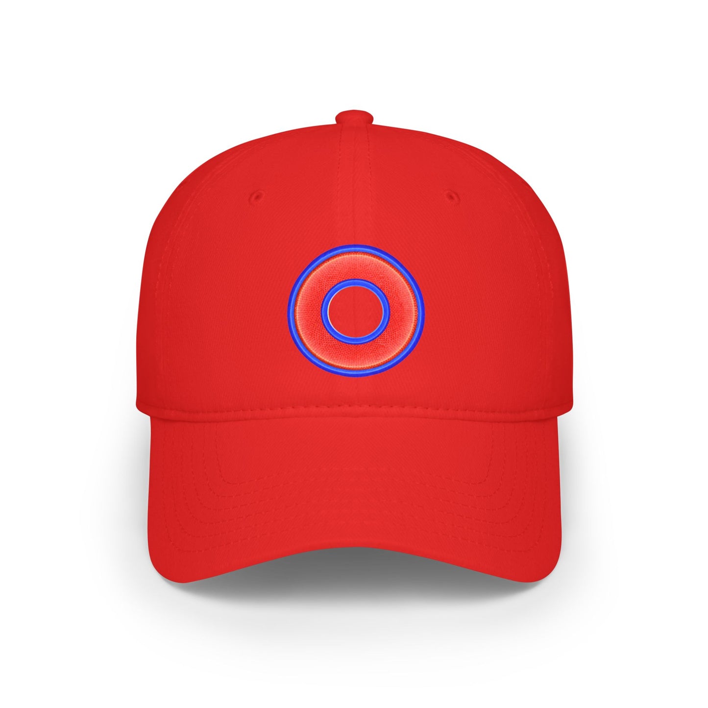 Lumpy Donut Baseball Cap - "Plain [Mary] Jane" - rustic red/blue donut w/