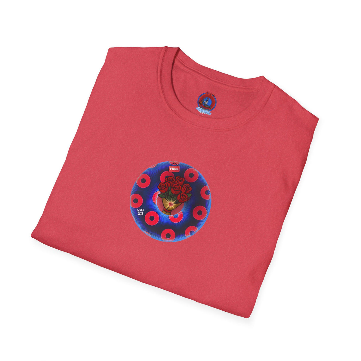 Classic Donut Tee - Unisex Soft-Style - "Donuts of Phreedom" - red/blue paradoxical blimpy donut