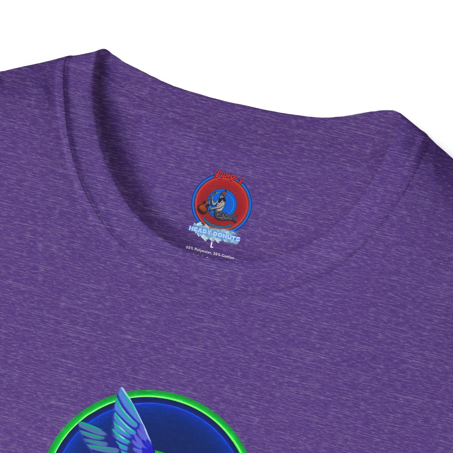 Classic Donut Tee - Unisex Soft-Style - "Invitation for Donuts & Tea" - vivid blue/green donut