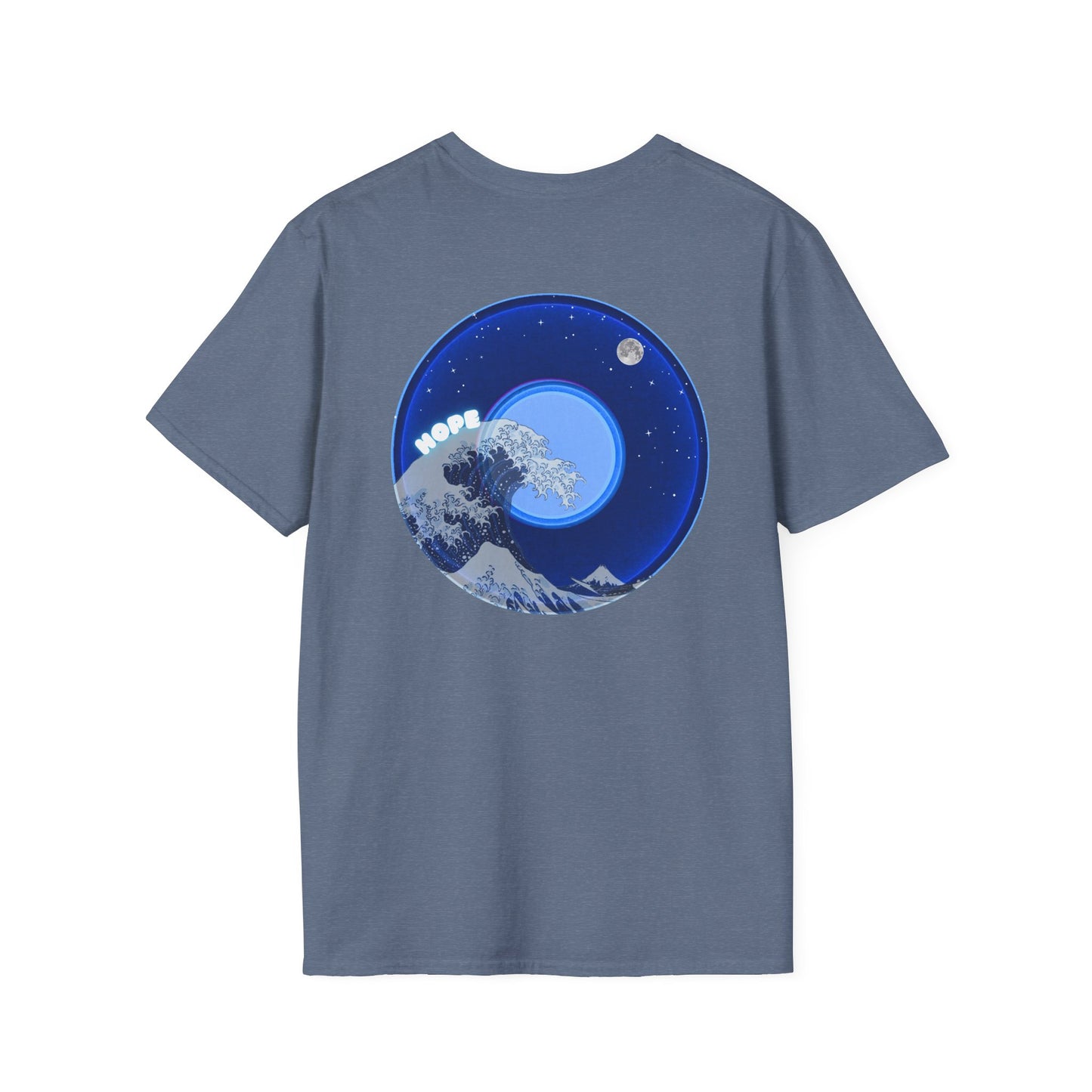 Classic Donut Tee - Unisex Soft-Style - "The Hopeful Waving Donut" - vivid blue donut