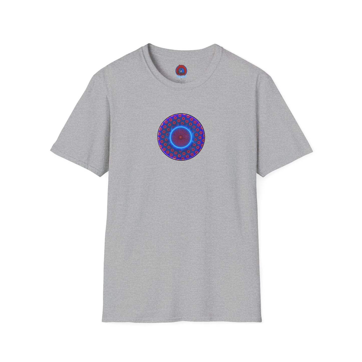 Classic Donut Tee - Unisex Soft-Style - "Donut Vortex" - blue/red electric paradox donut