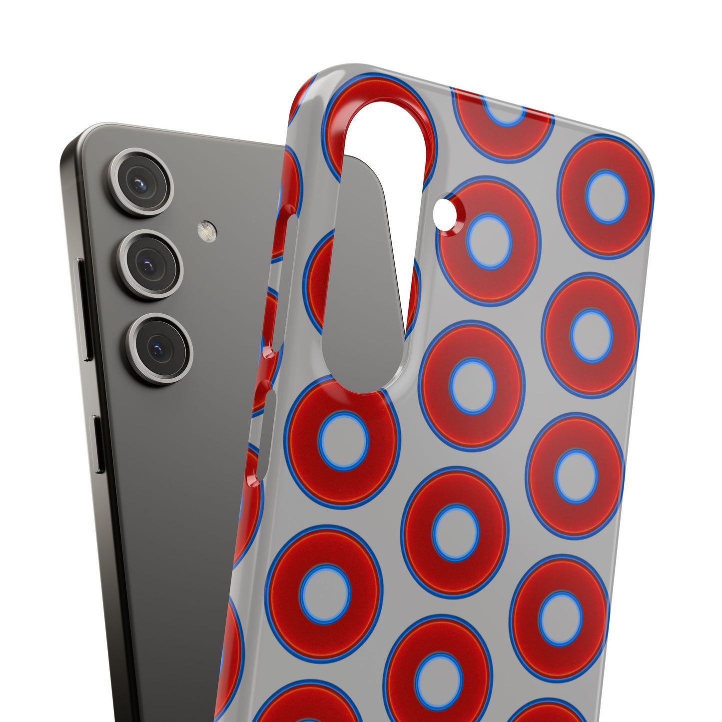 Lumpy Donut Snap Case - red vivid donut print w/light gray background
