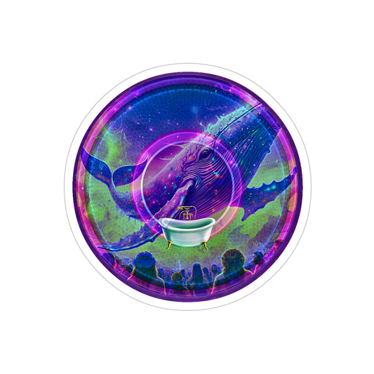 Donut Bumper/Outdoor Sticker - "A Purple Humpback Whale of a Good Time" - series 1.0 - variant 2 - purple picture donut - [Die-Cut] 6"x 6"