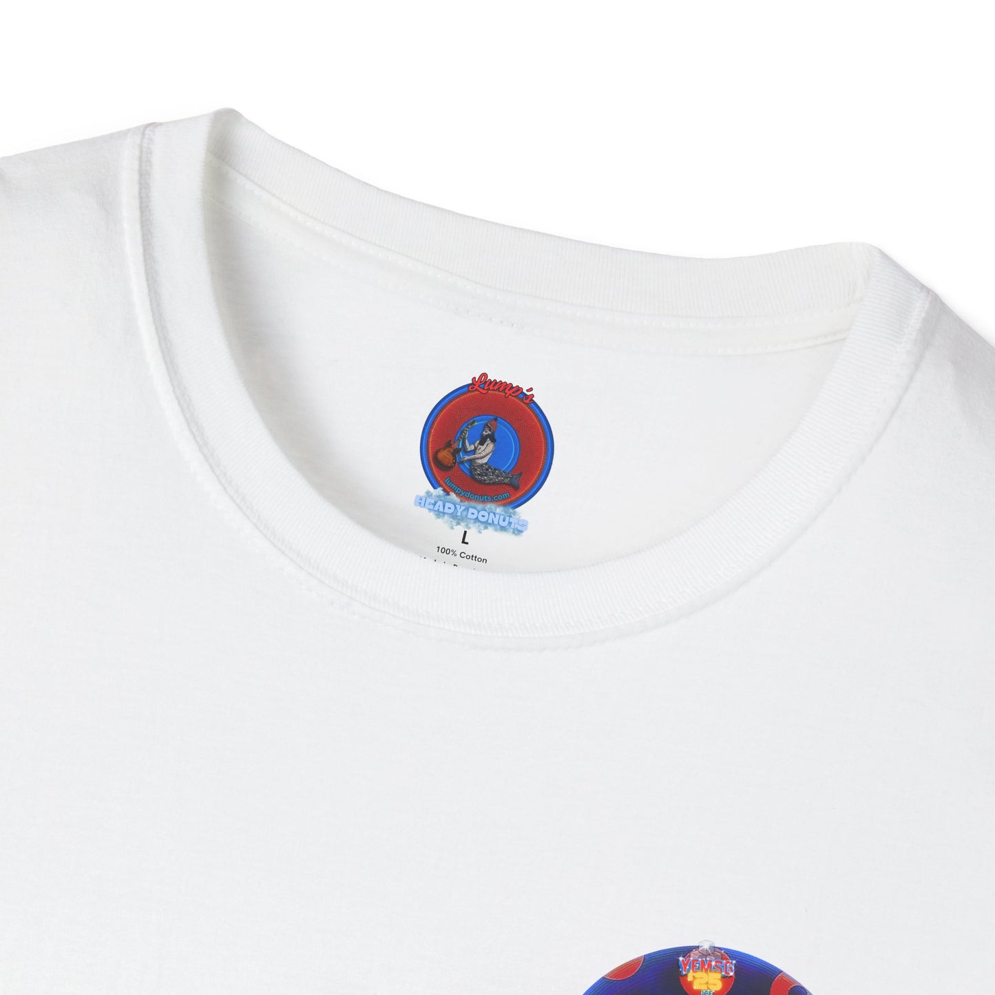 Classic Donut Tee - Unisex Soft-Style - "Blow this Popsicle Stand" - blue/red paradox bomb pop donut - variant 3