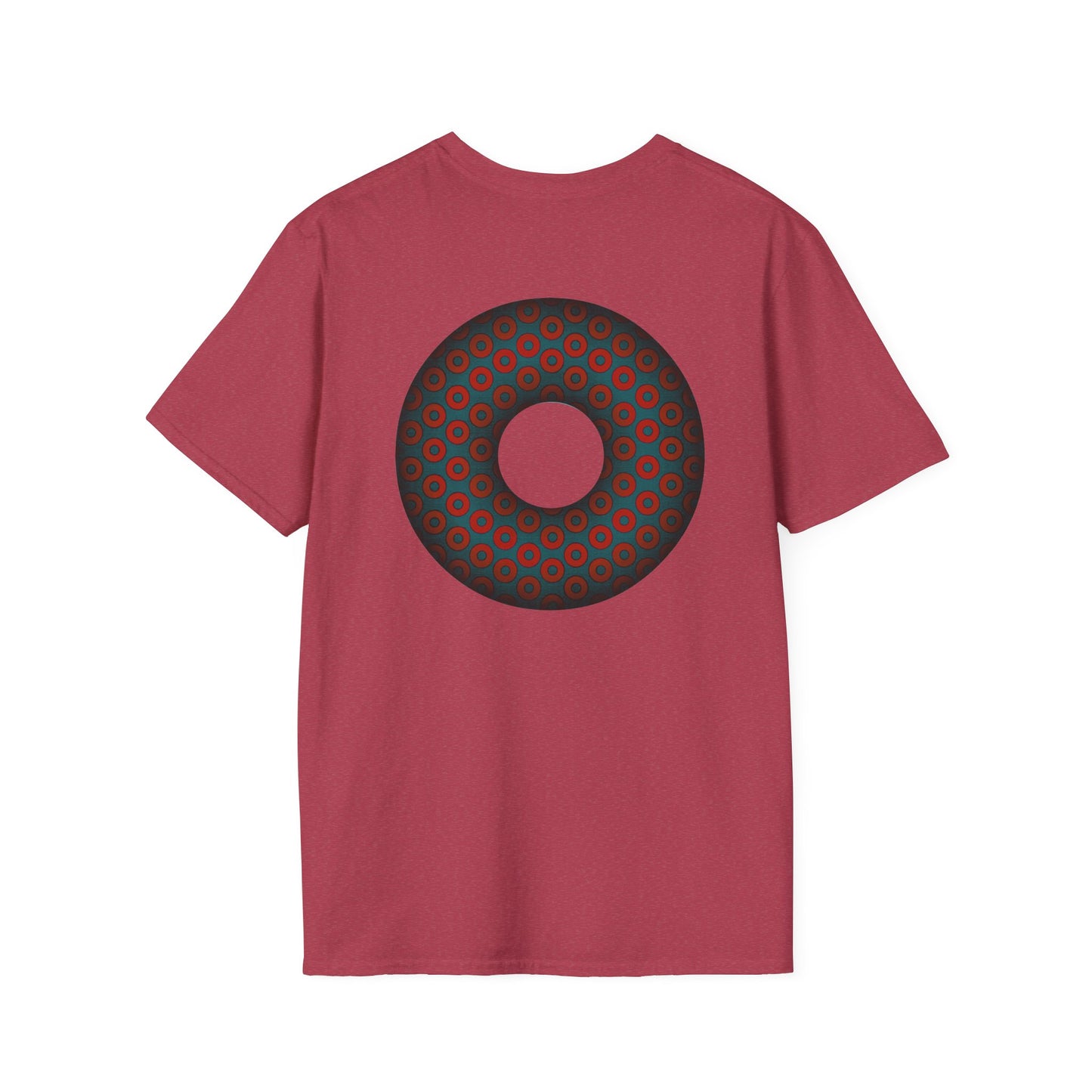 Plain Donuts/Unisex Soft-Style - "Plain Paradoxical Grided Donuts" - red/faded navy donuts