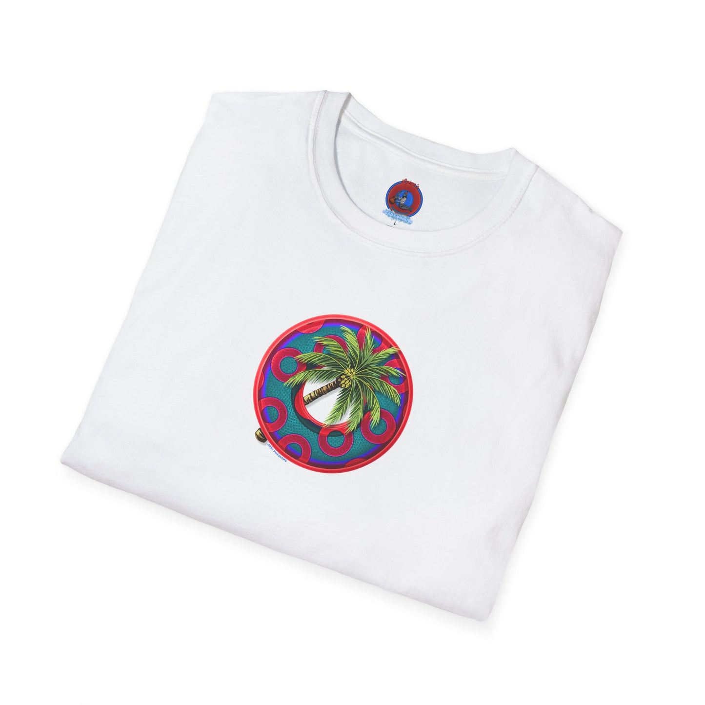 Classic Donut Tee - Unisex Soft-Style - "Jost Phishing" -blue/red rustic paradox donut