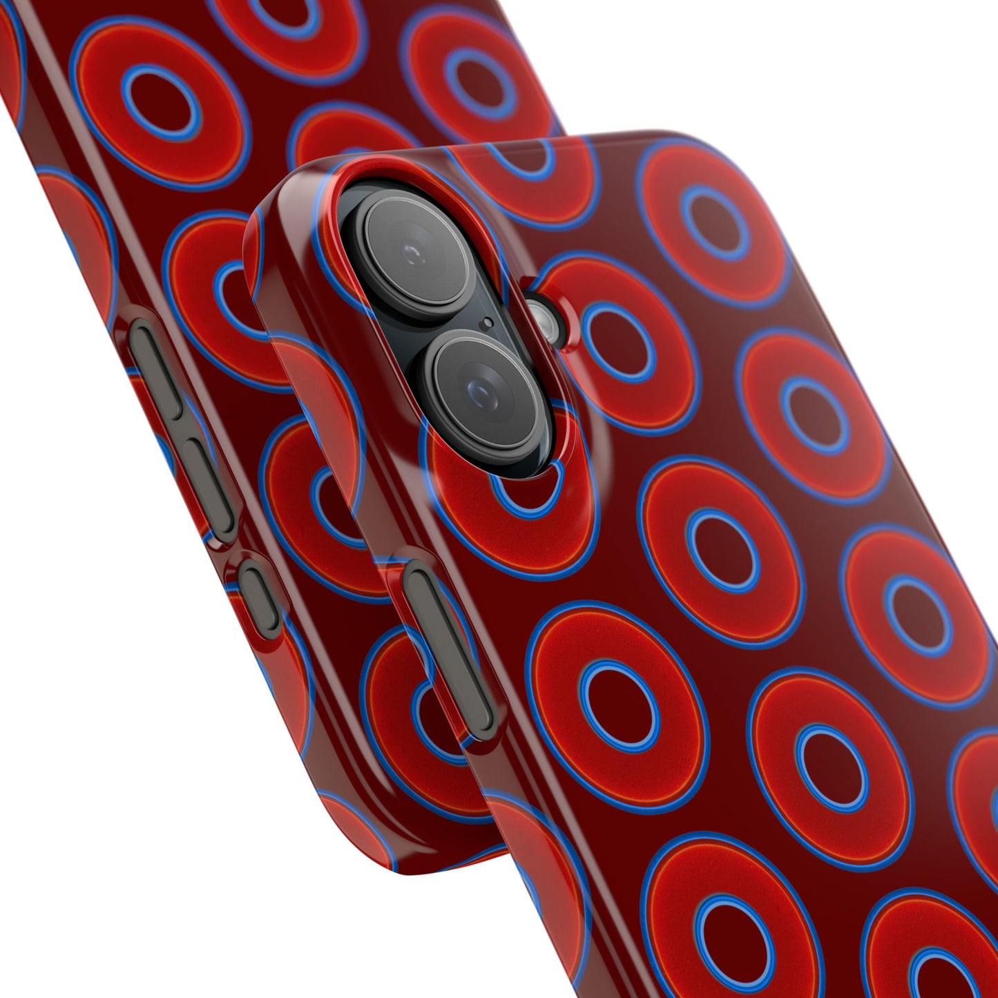 Lumpy Donut Snap Case - red vivid donut print w/dark red background