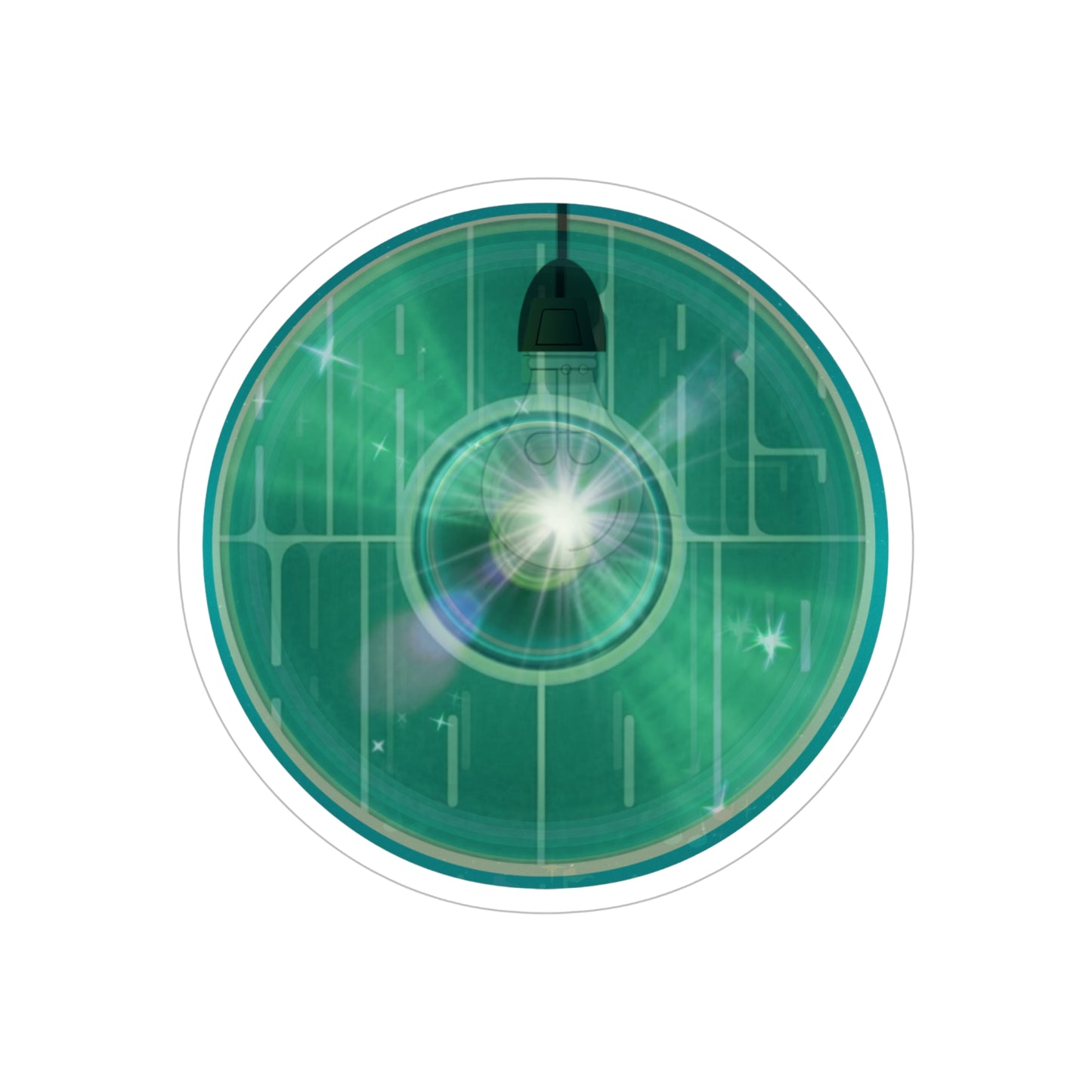 Donut Bumper/Outdoor Sticker - "Harry Hoodlum Donut" - series 1.0 - variant 5 - green donut w/light - [Die-Cut] 6"x 6"