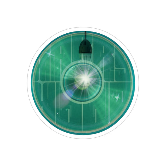 Donut Bumper/Outdoor Sticker - "Harry Hoodlum Donut" - series 1.0 - variant 5 - green donut w/light - [Die-Cut] 6"x 6"