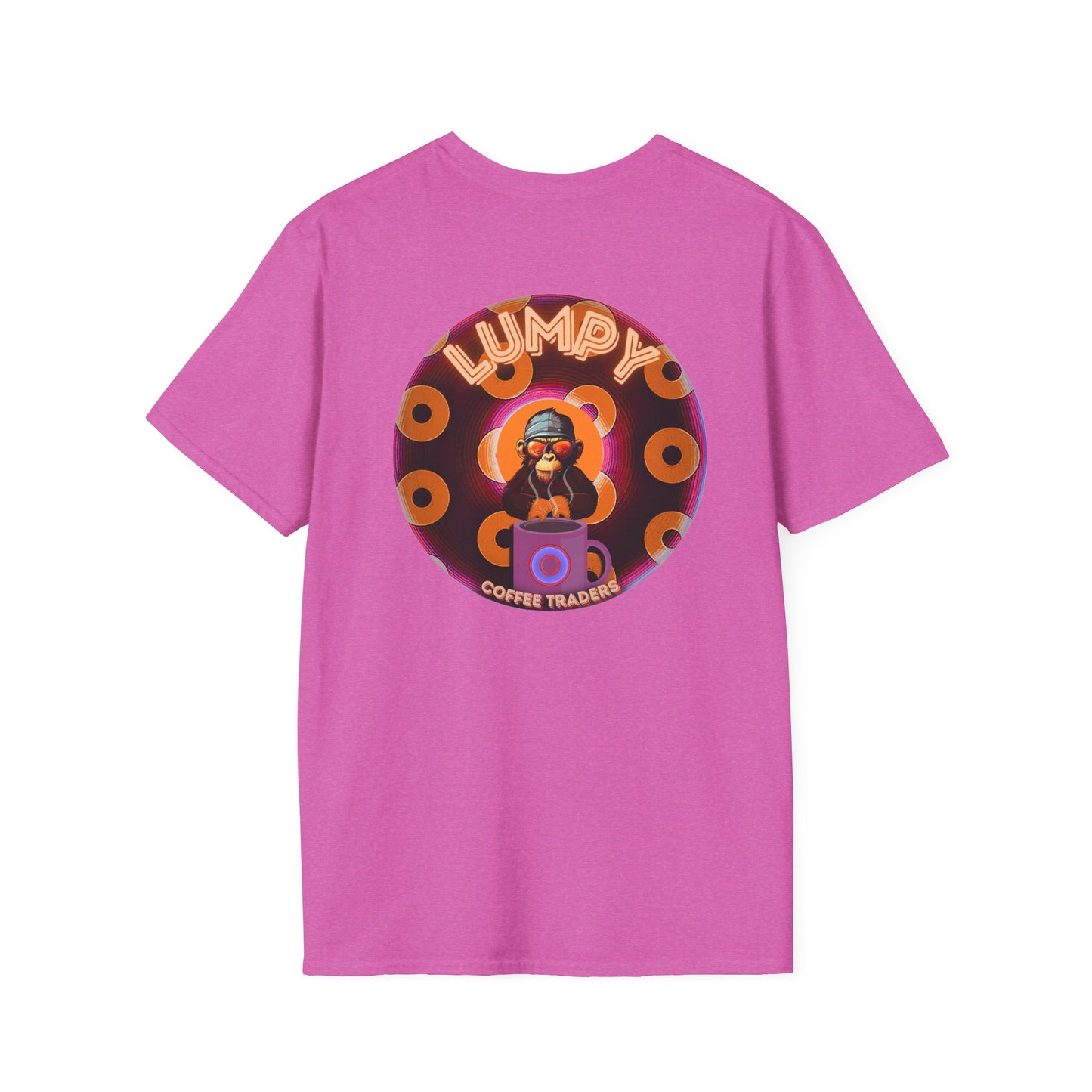 Coffee Traders Tee - Unisex Soft-Style - "Blastoff " - paradoxical donuts - variant 1 - mothership front/logo back