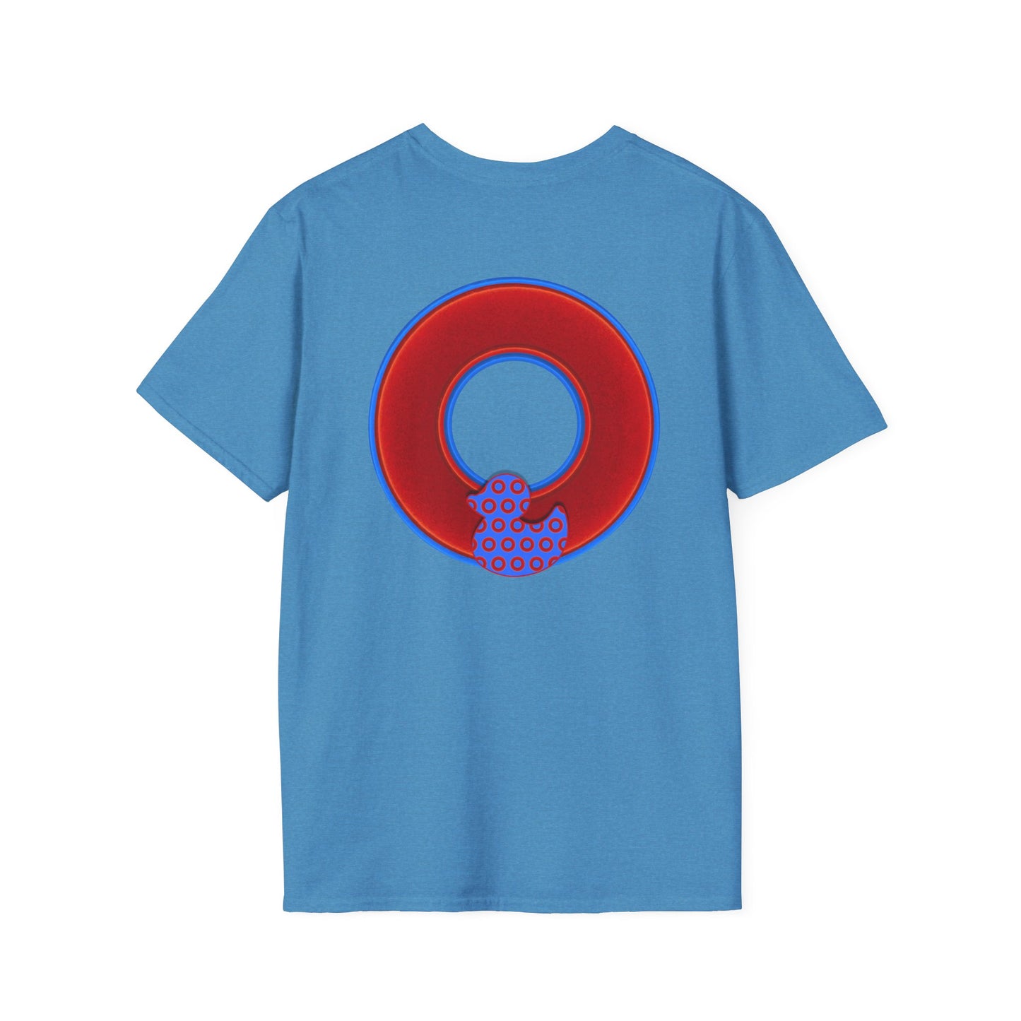 Classic Donut Tee - Unisex Soft-Style - "Rubber Ducky Bath Time Donut" - vivid red/blue donut - variant 1