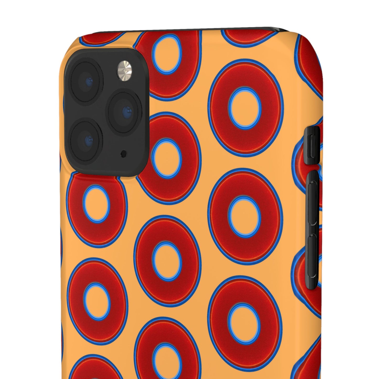 Lumpy Donut Snap Case - red vivid donut print w/creamcicle orange background