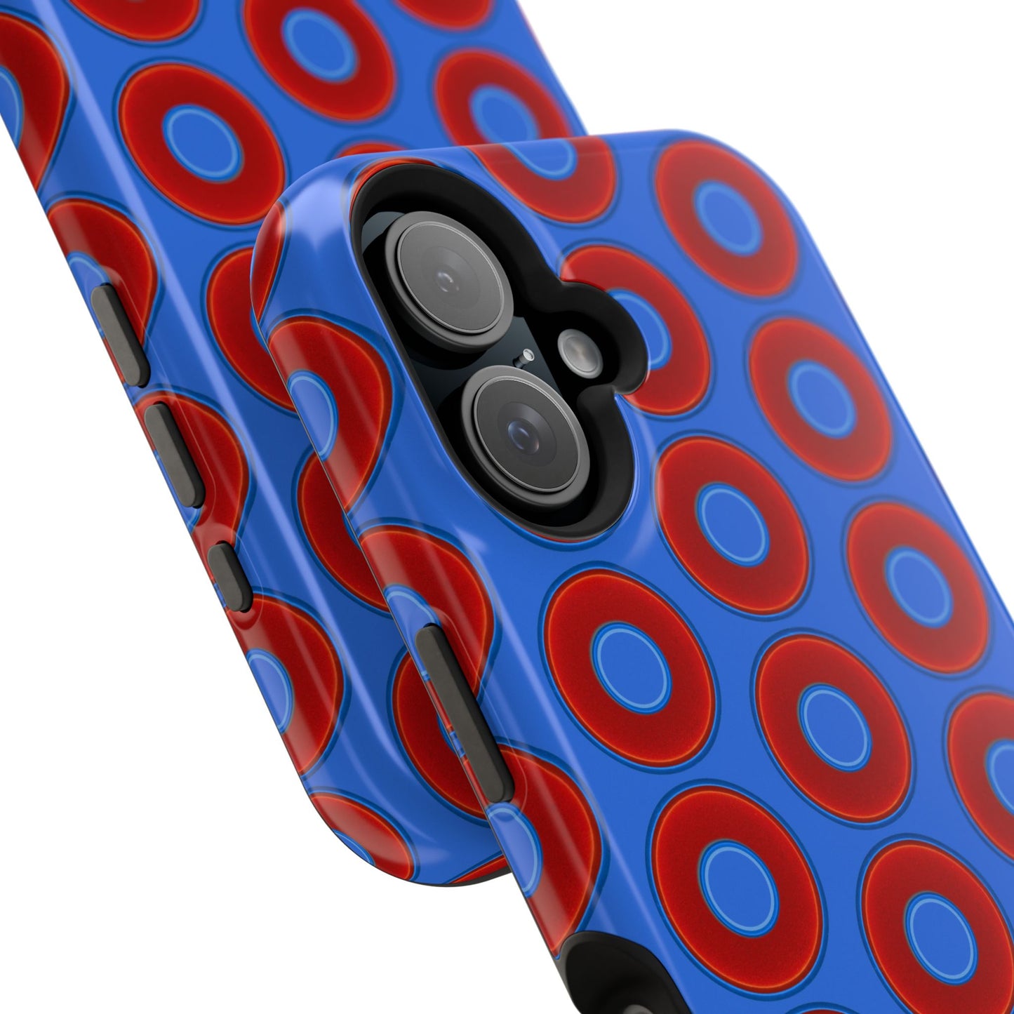 Magnetic Tough Donut Case - red vivid donut print w/medium royal blue background