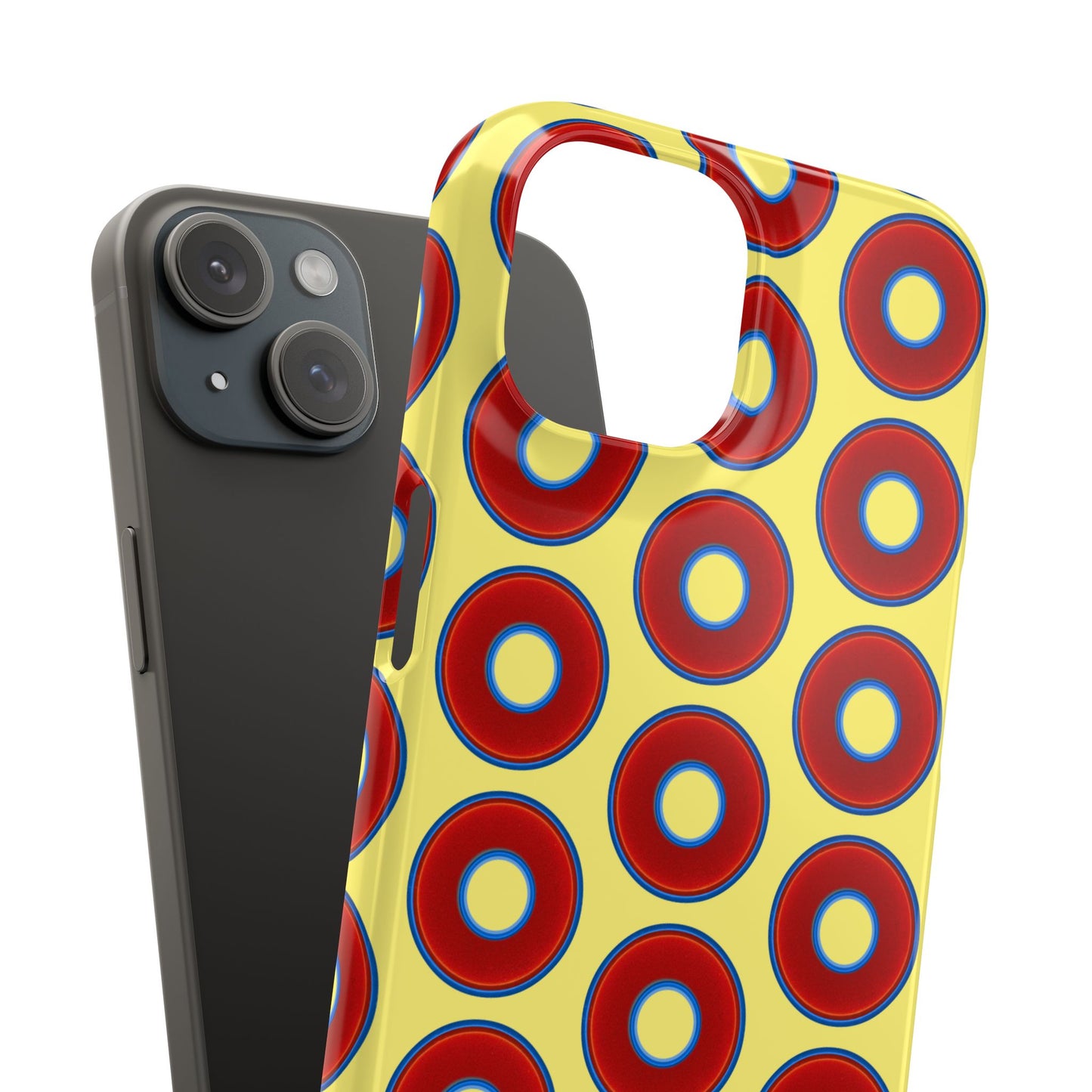 Lumpy Donut Snap Case - red vivid donut print w/yellow background
