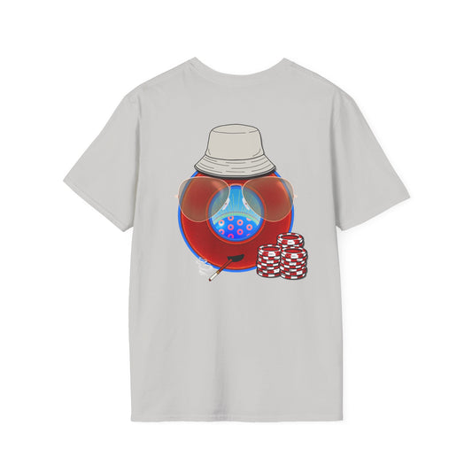 Classic Donut Tee - Unisex Soft-Style - "Gonzo Donut - Fear and Loathing in Gamehendge" - vivid red donut