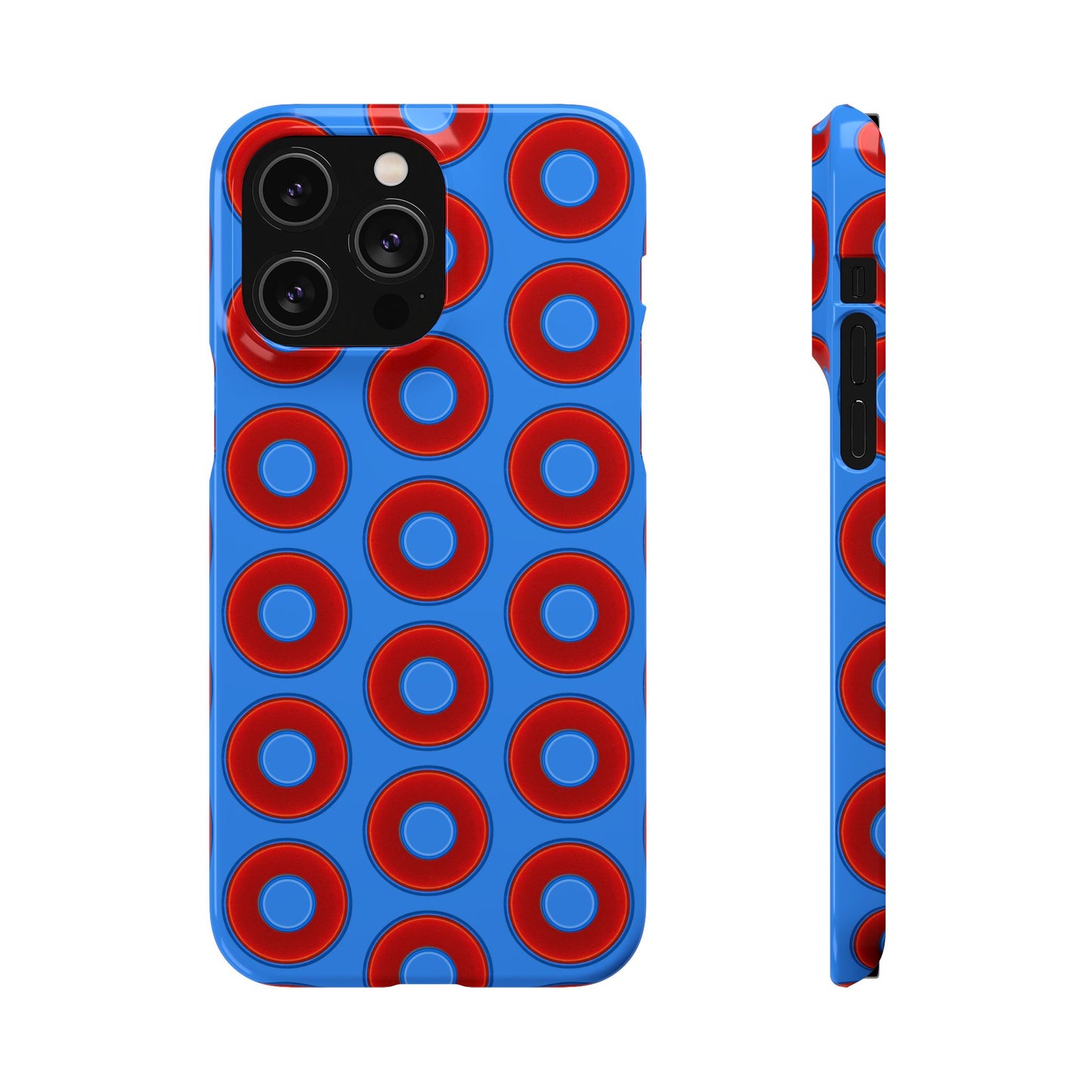 Lumpy Donut Snap Case - red vivid donut print w/light royal blue background