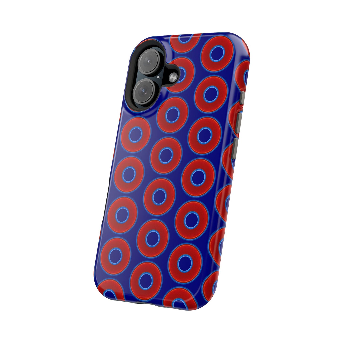 Magnetic Tough Donut Case - red vivid donut print w/vivid navy blue background