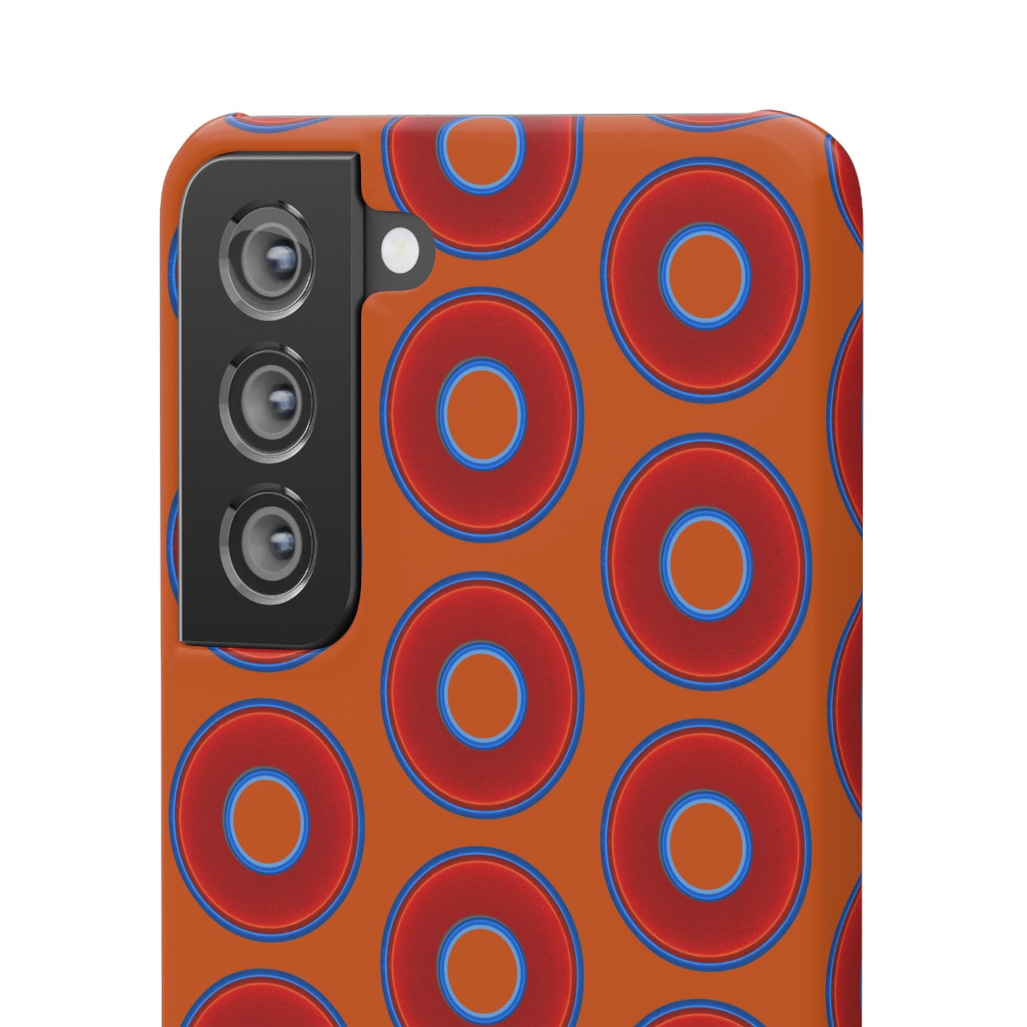 Lumpy Donut Snap Case - red vivid donut print w/dark orange background