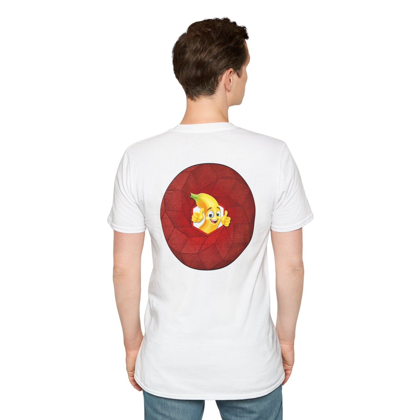 Classic Donut Tee - Unisex Soft-Style - "Dis sheet, it's bananas!" - series 1.0 - variant 1 - cubed red donut