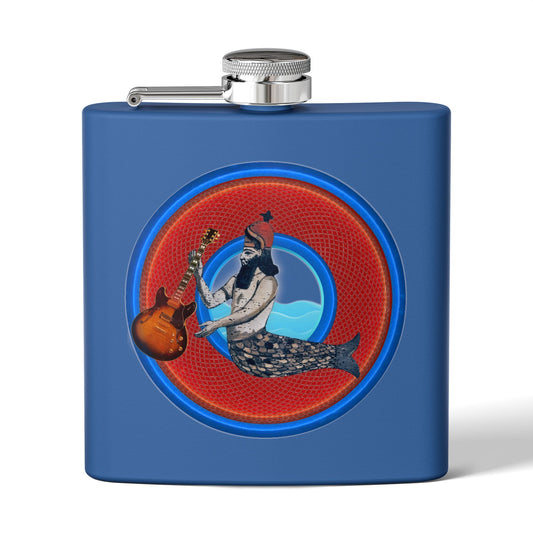 Lump's Donut Flask 6 oz -  "OG Flask" - red/blue rustic donut - [*w/your choice of 6 backgrounds]