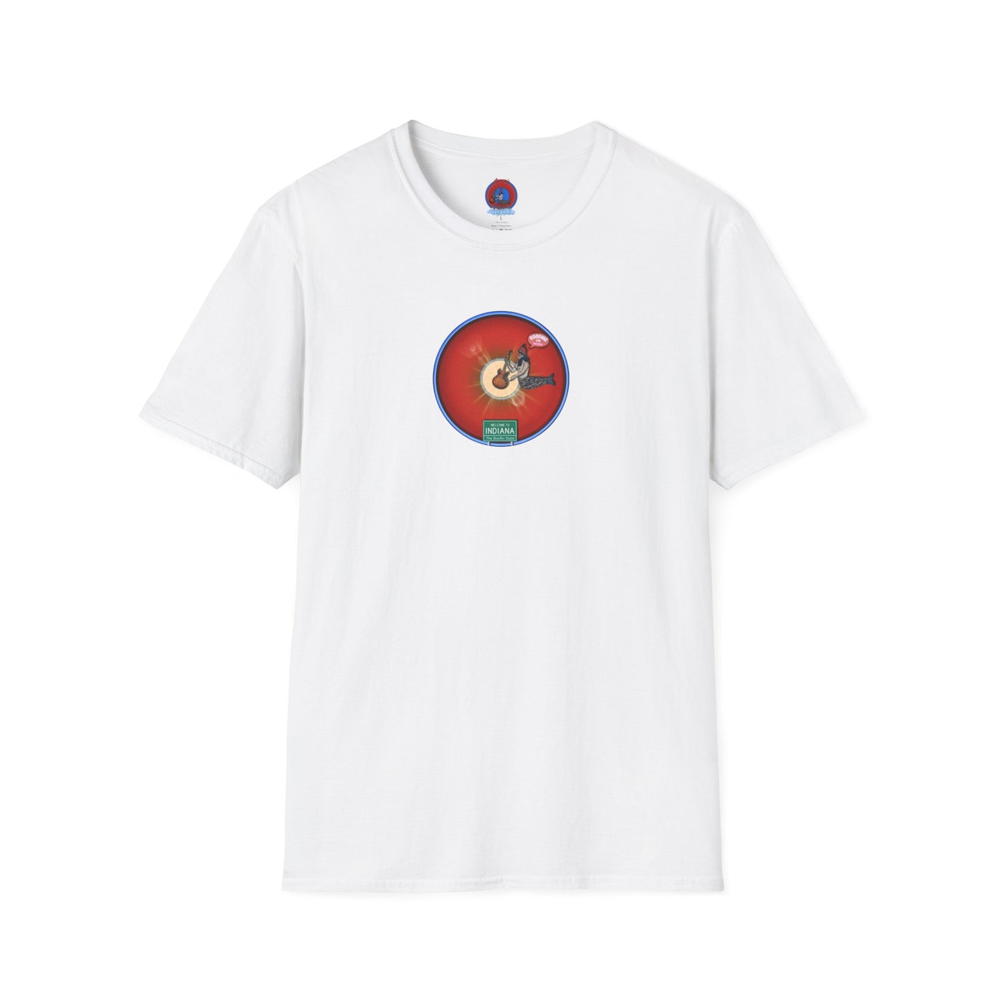 Classic Donut Tee - Unisex Soft-Style - "Indiana is for Boofers" - vivid red/blue plumpy donut - variant 1 - w/toppings
