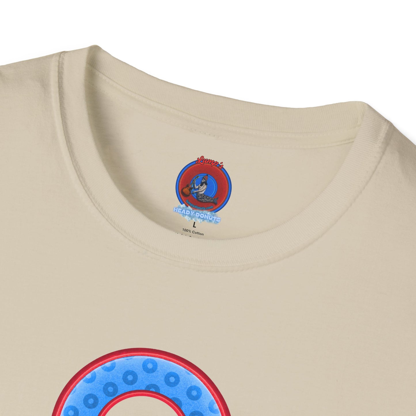 Plain Donuts/Unisex Soft-Style - "Plain Wide Mouthed Paradoxical Donuts" - light blue/red donuts
