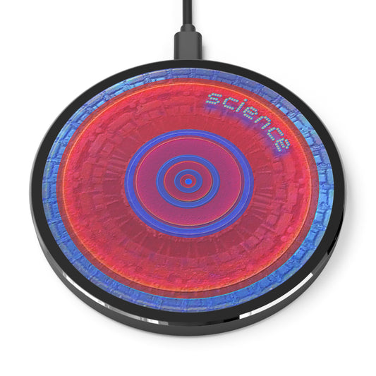 The Flow - Wireless Lumpy Donut Chargers - "Scientific Wireless Charging Donut" - vivid red/blue tube donut w/black background