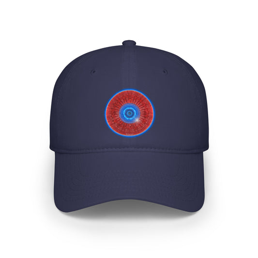Lumpy Donut Baseball Cap - "Graphic Translation Donut Cap" - vivid red tube donut w/ - variant 1