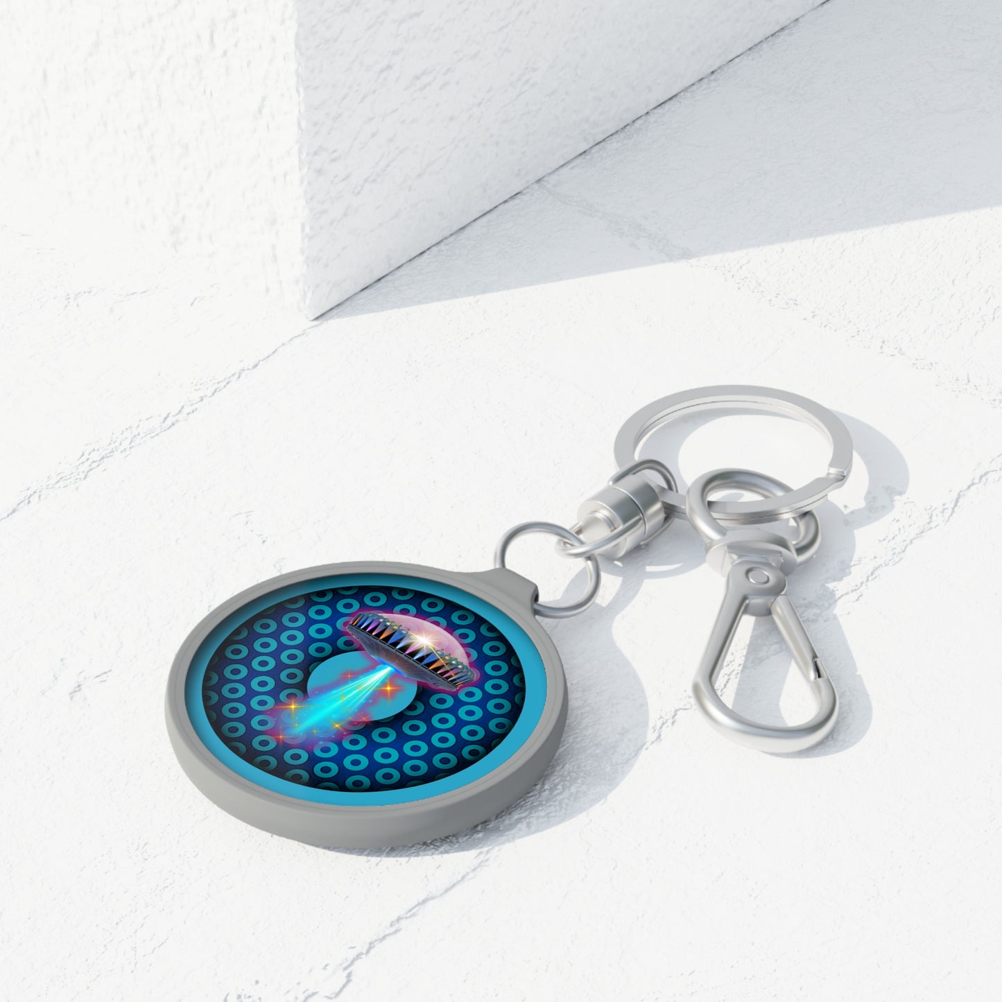 Lumpy Donut Keychain - "Cadillac Rainbows & Eating on the Run" - series 1.0 - variant 5 - blue/blue paradoxical donut