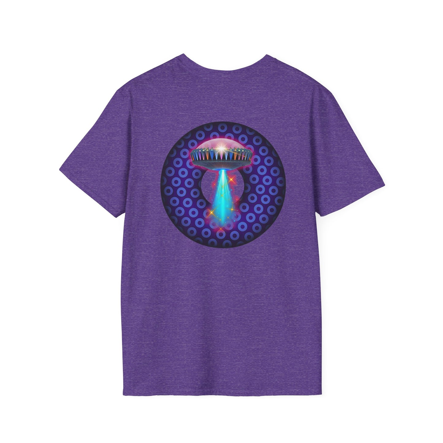 Classic Donut Tee - Unisex Soft-Style - "Donuts now Served on the Mothership" - series 1.0  - variant 5  - purple/violet paradoxical donut