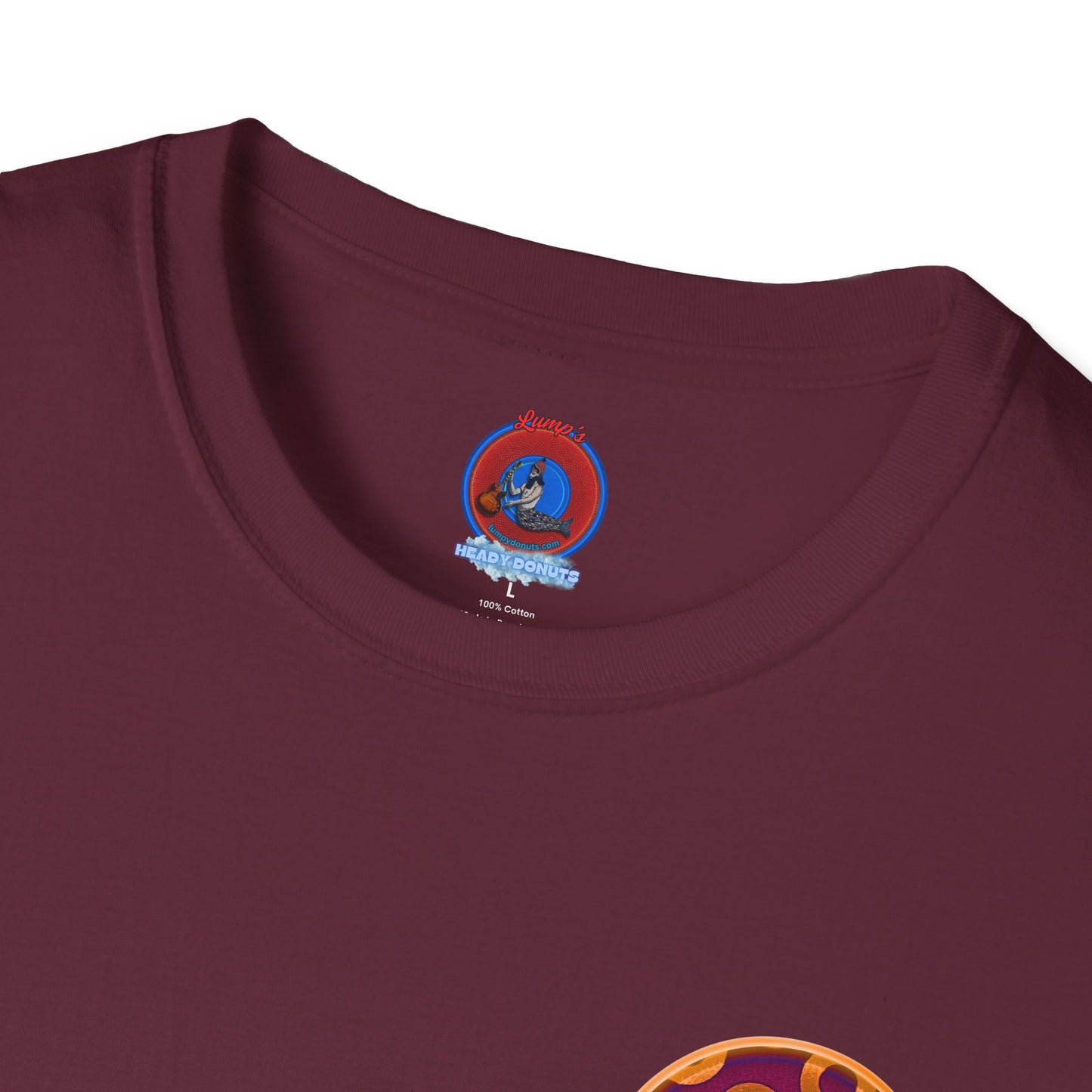 Classic Donut Tee - Unisex Soft-Style - "Princely Wooked Cream - YEMSG Donut " - burgundy/orange rustic paradox donut - variant 2