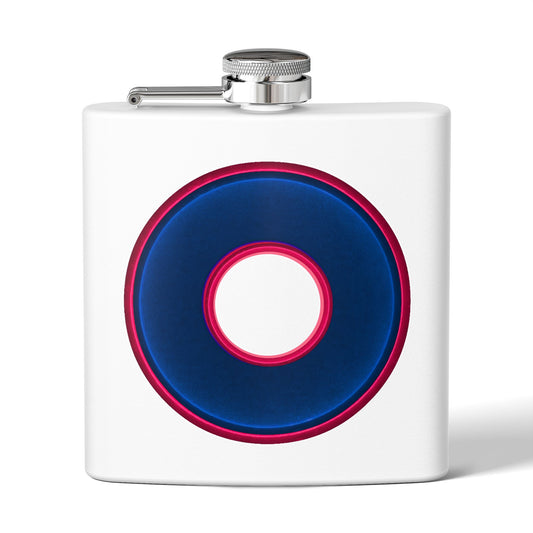 Lump's Donut Flask 6 oz - Vivid dark blue/red donut - [*w/your choice of 6 backgrounds]