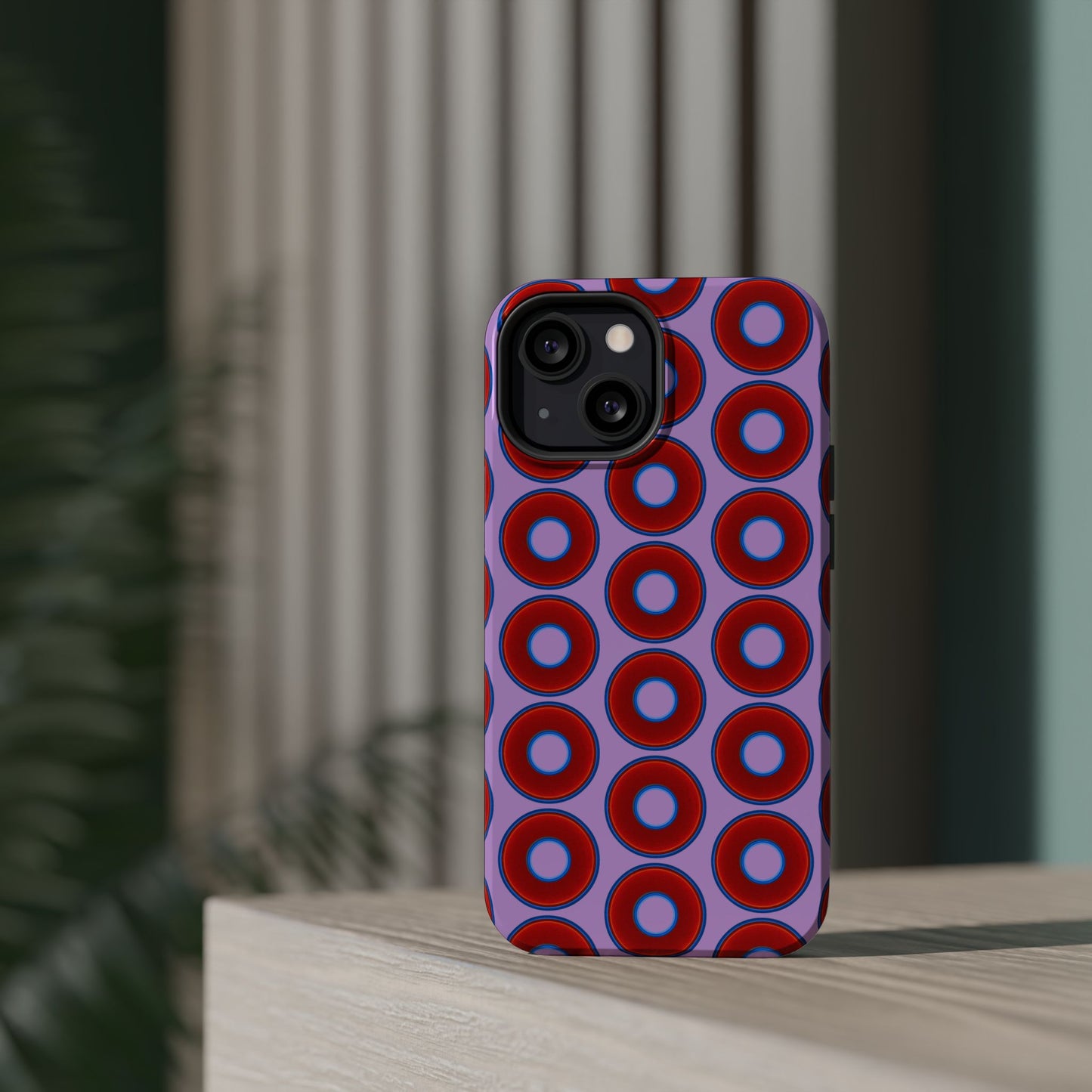 Magnetic Tough Donut Case - red vivid donut print w/wisteria purple background