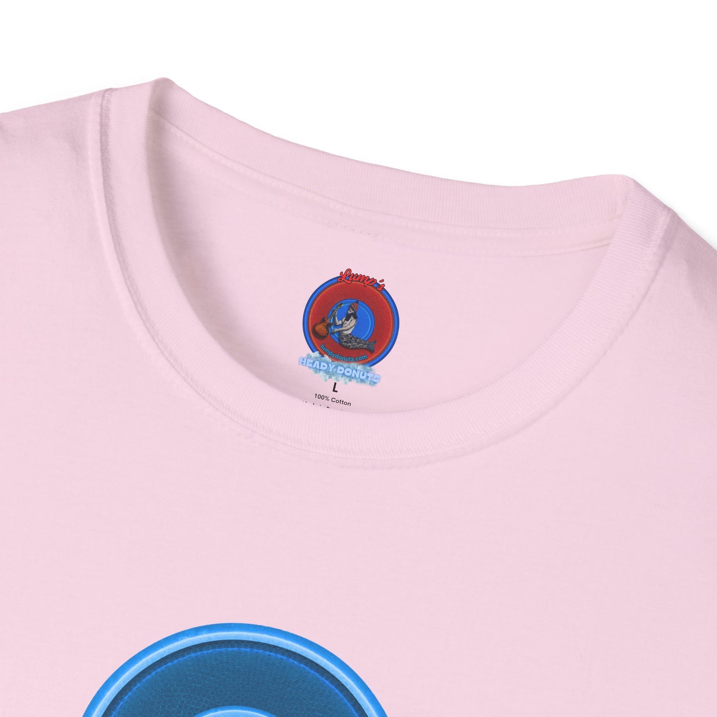 Classic Donut Tee - Unisex Soft-Style - "The Story of the Donut - a Ghostly Good Time" - variant 2 - blue/light blue rustic donut