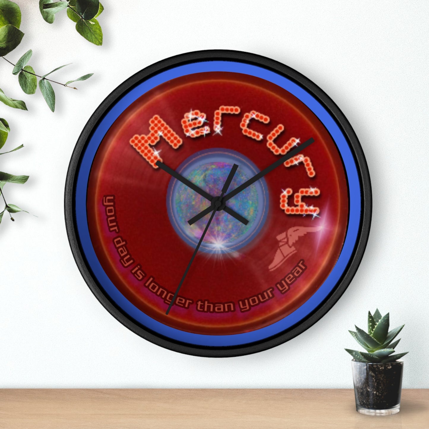 Lumpy Wall Clock - "Donuts of the Gods" - variant 5 - red vivid donut w/royal blue background
