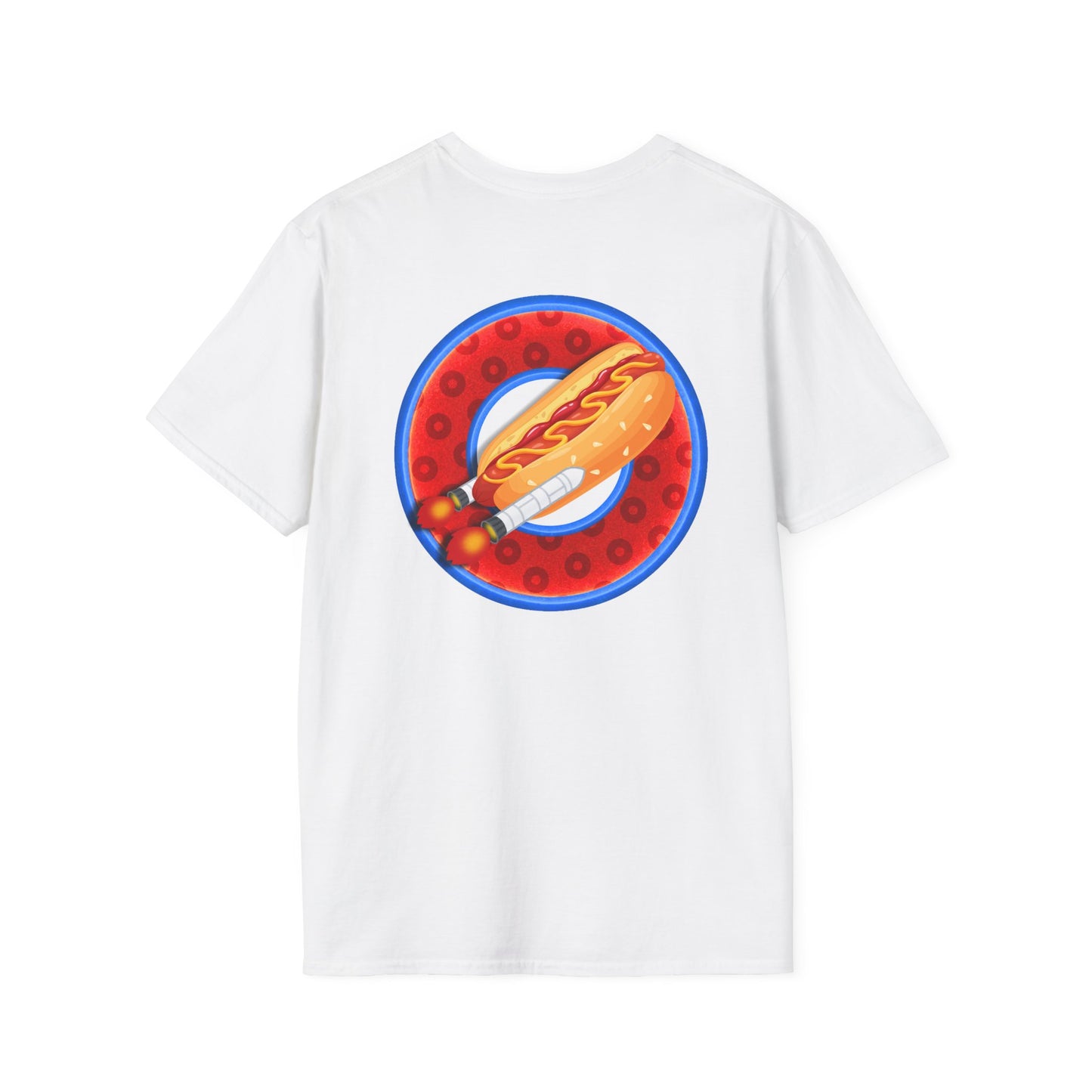 Classic Donut Tee - Unisex Soft-Style - "Viva Las Vegas Donut" -  red paradox donut w/raw dogger - variant 2