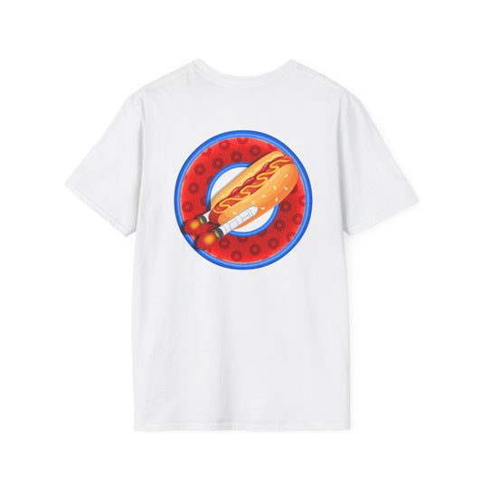 Classic Donut Tee - Unisex Soft-Style - "Viva Las Vegas Donut" -  red paradox donut w/raw dogger - variant 2
