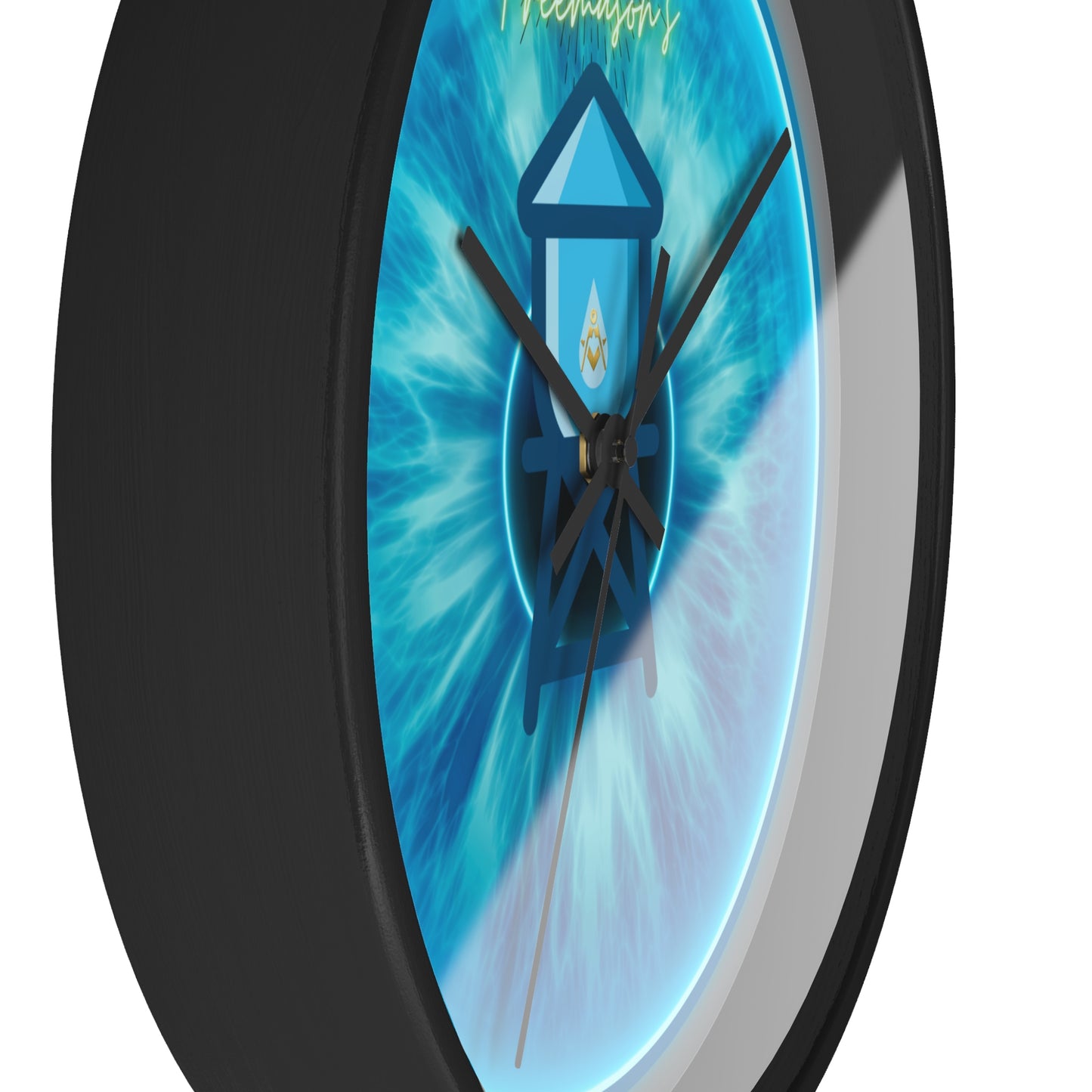 Lumpy Wall Clock - "The Peering Donut Clock of Opacity" - variant 1 - light blue idonut w/gray background