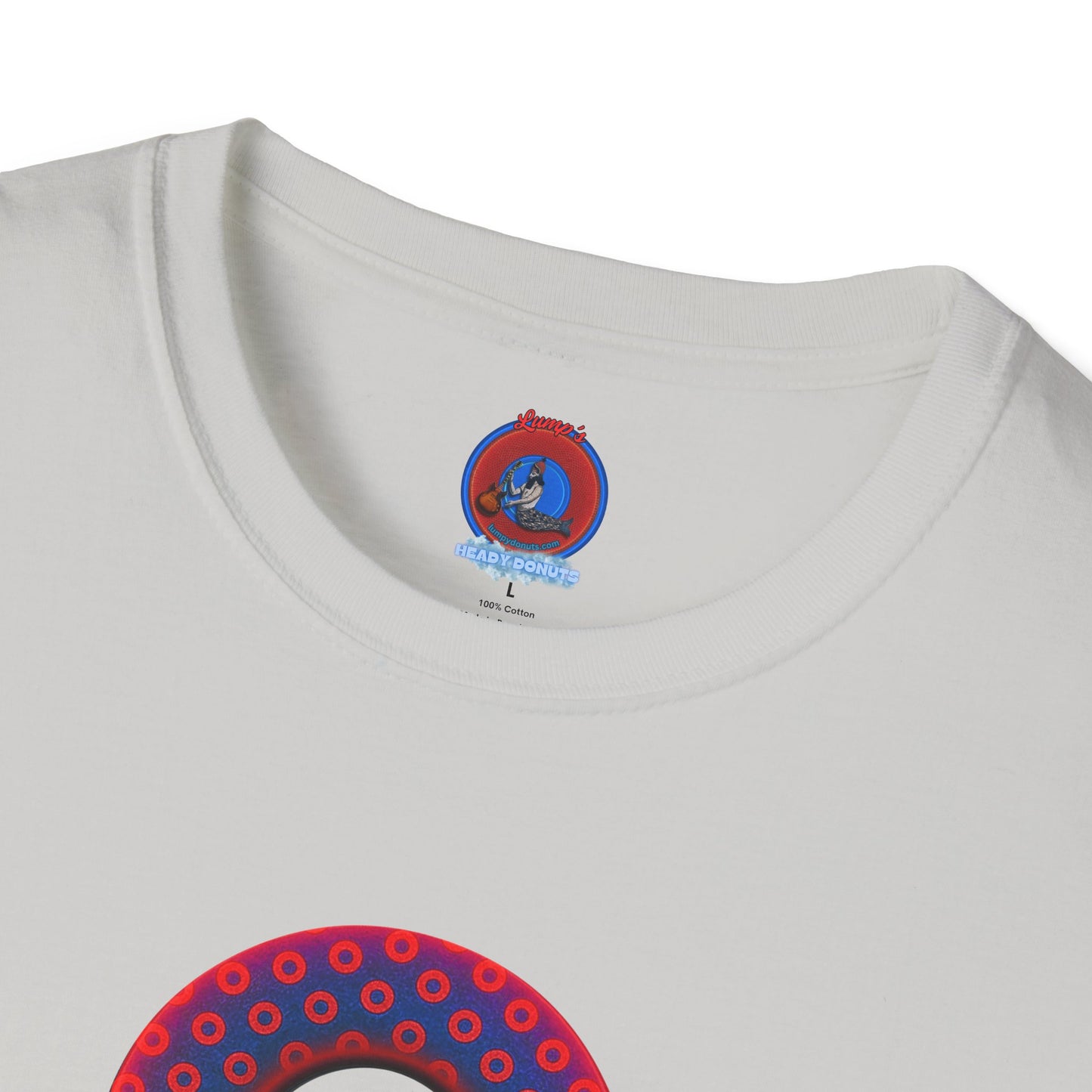 Classic Donut Tee - Unisex Soft-Style - "Vivid Donut inside a Paradox Donut" - blue/red electric paradox donut - variant 2 w/hole