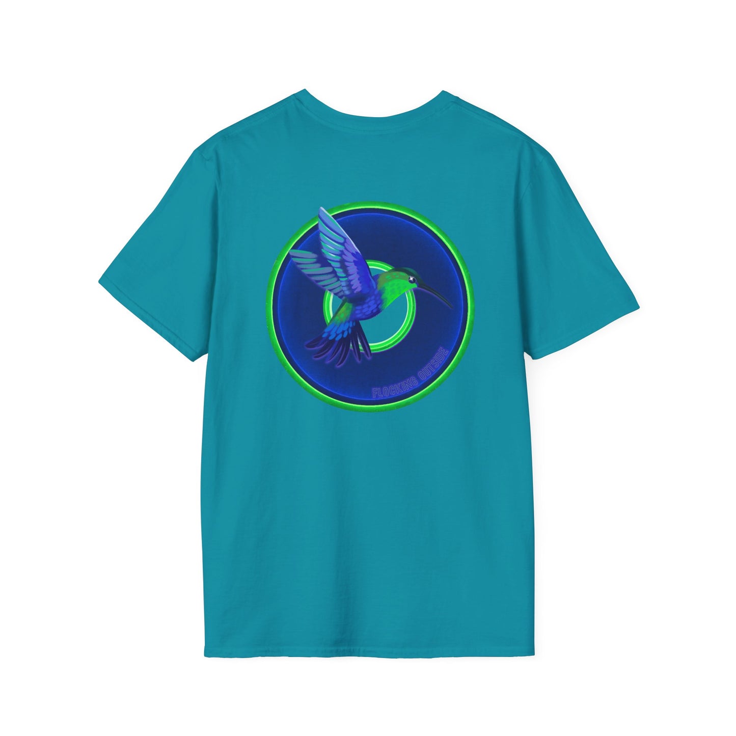 Classic Donut Tee - Unisex Soft-Style - "Invitation for Donuts & Tea" - vivid blue/green donut