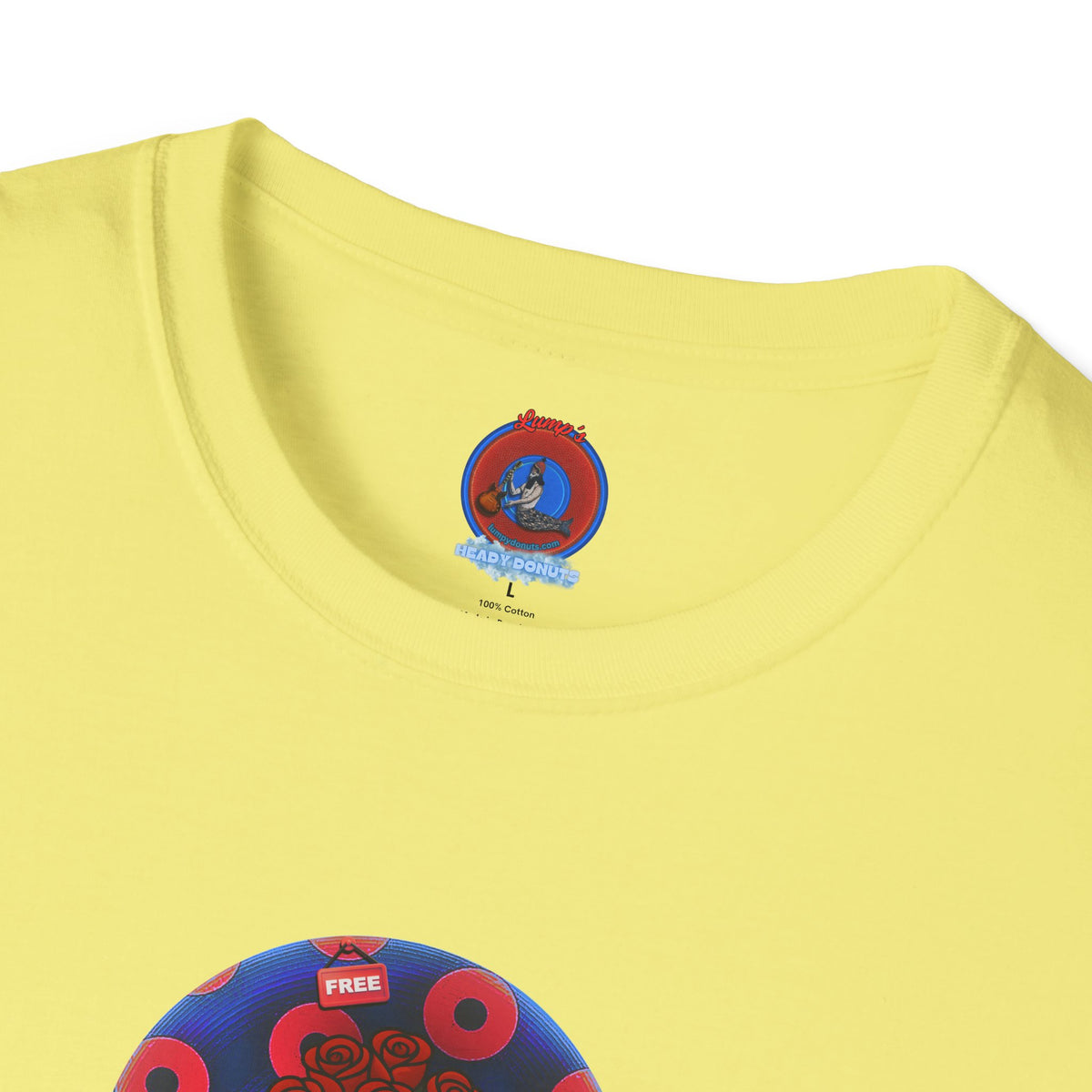 Classic Donut Tee - Unisex Soft-Style - "Donuts of Phreedom" - red/blue paradoxical blimpy donut